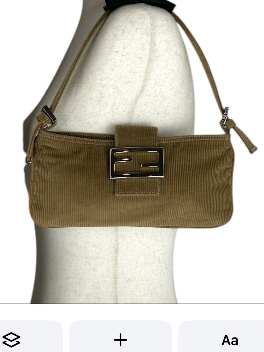 Fendi Corduroy Baguette Shoulder Bag – Brown Corduroy FF Buckle Mini Bag - Picture 7 of 7